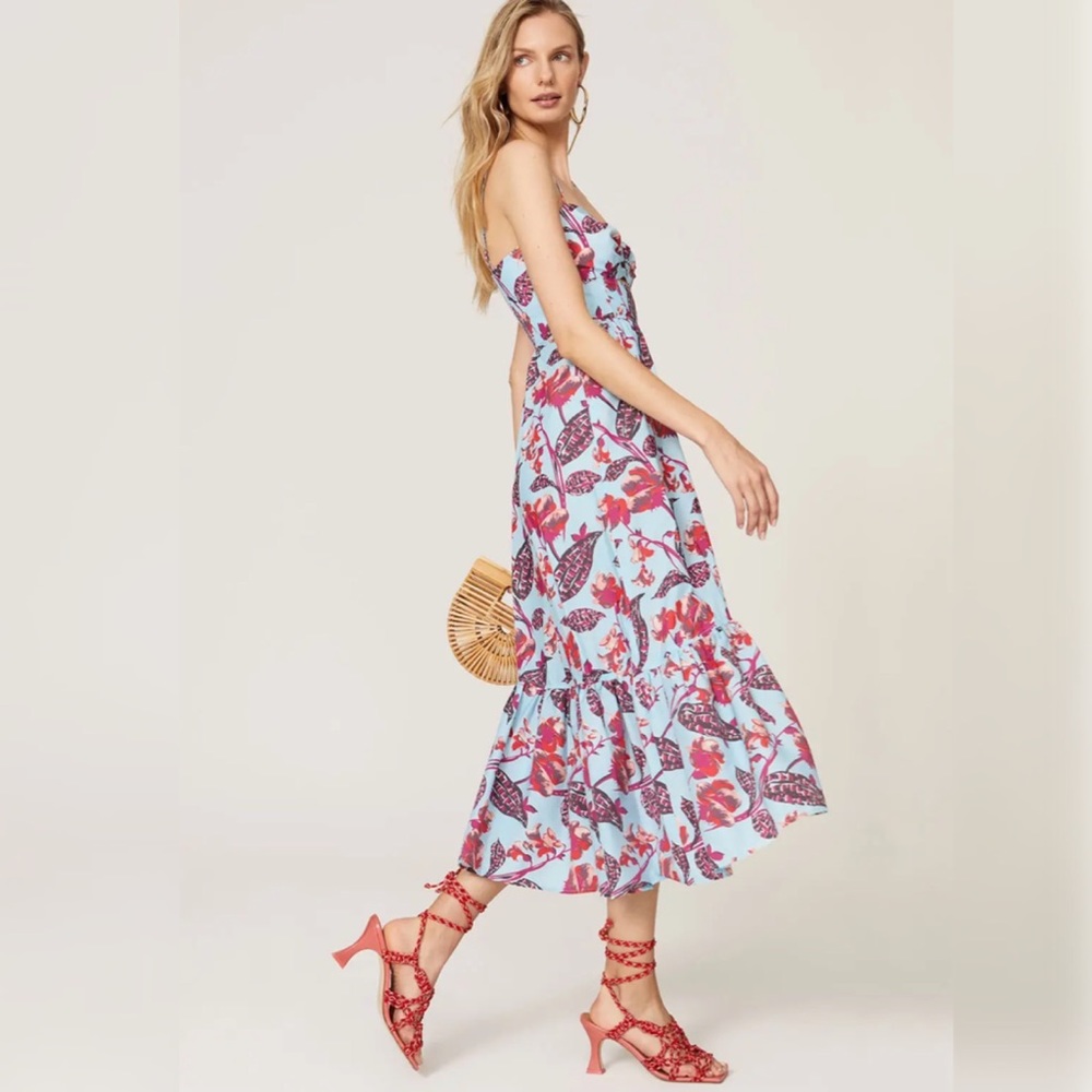 A.L.C. Blue and Red Floral Midi Dress - Picture 2 of 14